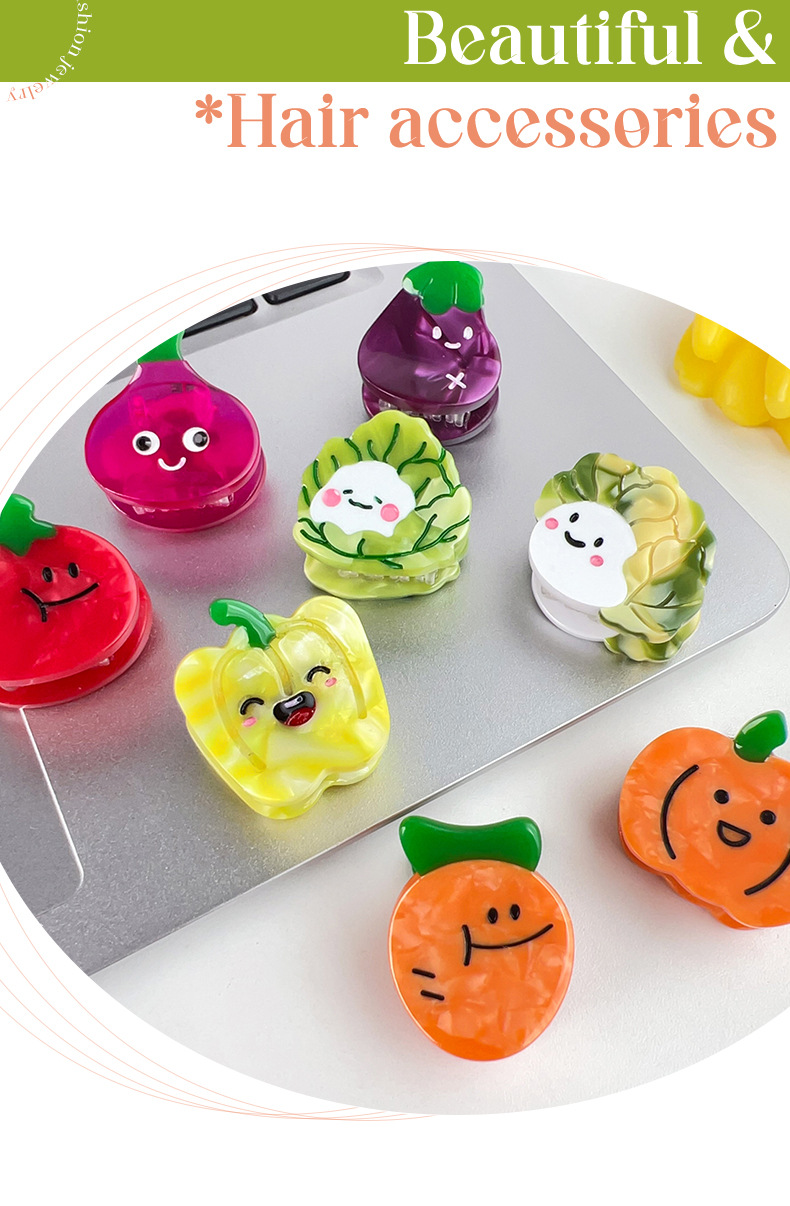 10g Weight Women's Sweet Cartoon Vegetable Acetic Acid Sheets Hair Claws
