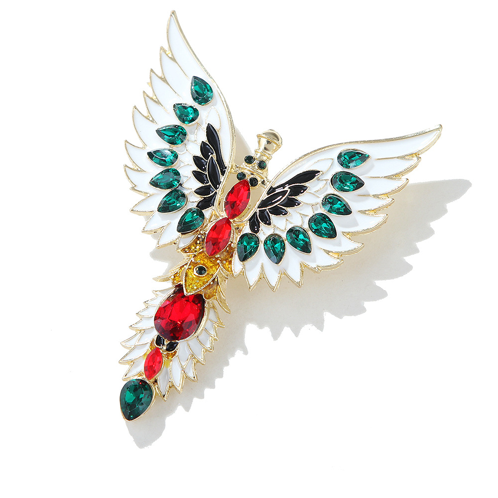 Lanhao Middle Ancient Vintage Retro Three-dimensional Heavy Industry Personalized Design Enamel Angel Wings Oil Drop Brooch