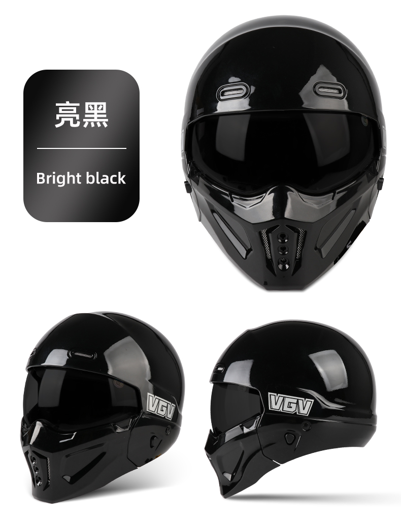 3C Motorcycle Helmet Scorpion Combination Helmet for Men and Women, Motorcycle Cruise Large Size Retro Full-Face Helmet, Summer Three-Quarter Helmet