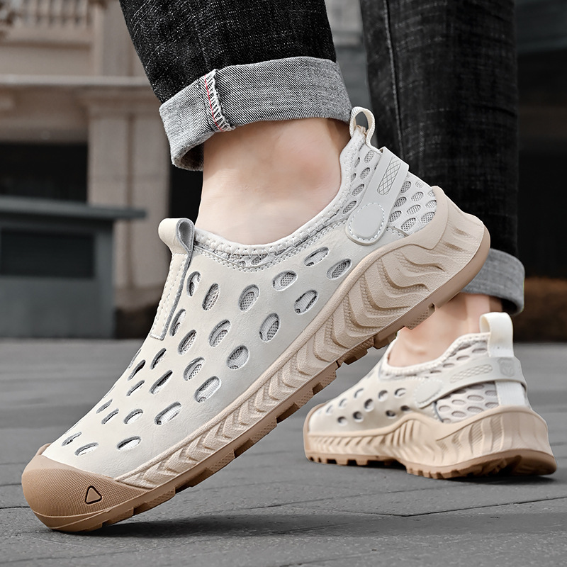 2025 hole shoes sneaker summer new breathable wading men's non-slip outdoor hiking shoes beach shoes hiking shoes