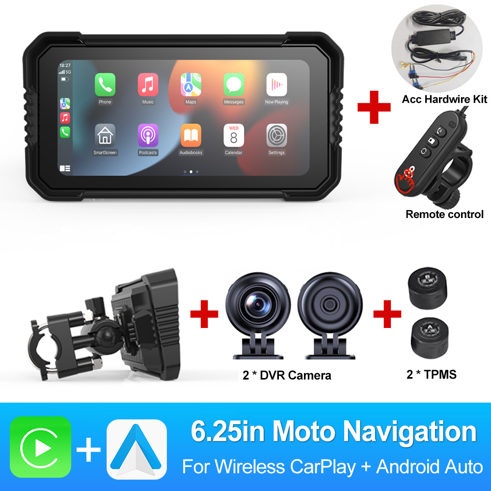 Smart Riding CarPlay – Motuoche Motorcycle driving recorder - zc15-625-inch-motorcycle-recorder-gps-tire-pressure
