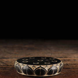 仿古石雕青石民俗怀旧莲花底座茶垫壶承中式复古陈设文玩茶席摆件