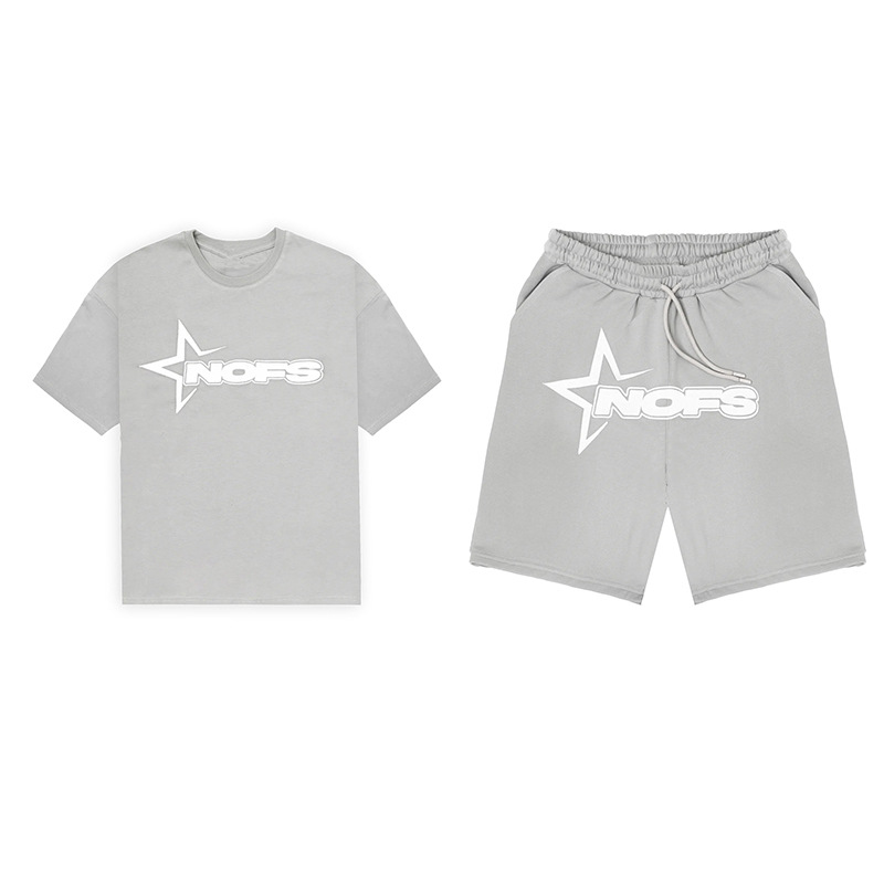 Foreign trade 2023 new short-sleeved shirt men's and women's fashion brand American street hip hop punk letter printed T-shirt shorts