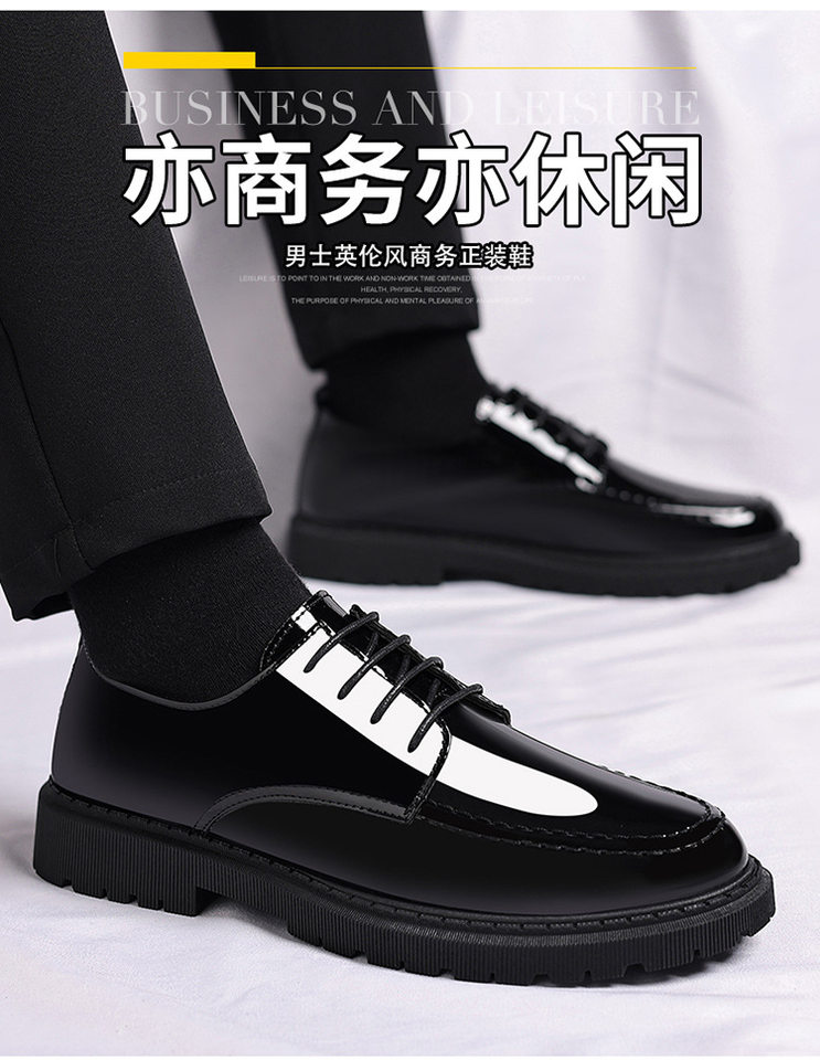 Giày da nam bóng mượt công sở cao cấp tăng chiều cao ẩn, gót vuông 3–5 cm — 8080-1 màu đen chi tiết 3
