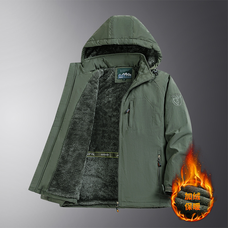 Otoño y invierno al aire libre chaqueta juvenil de tamaño medio y largo grueso impermeable y respirable chaqueta de hombre relajada