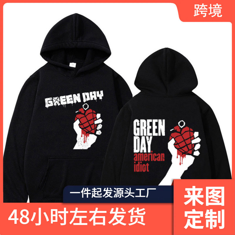 Rare Punk Band Green Day American Idiot Printed Sweatshirt Men's Clothing Gothic Harajuku Retro Sweatshirt Men's Casual