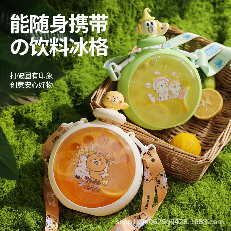 夏季必备双饮Tritan塑料杯方便携带学生吸管杯儿童卡通户外饮水杯|undefined