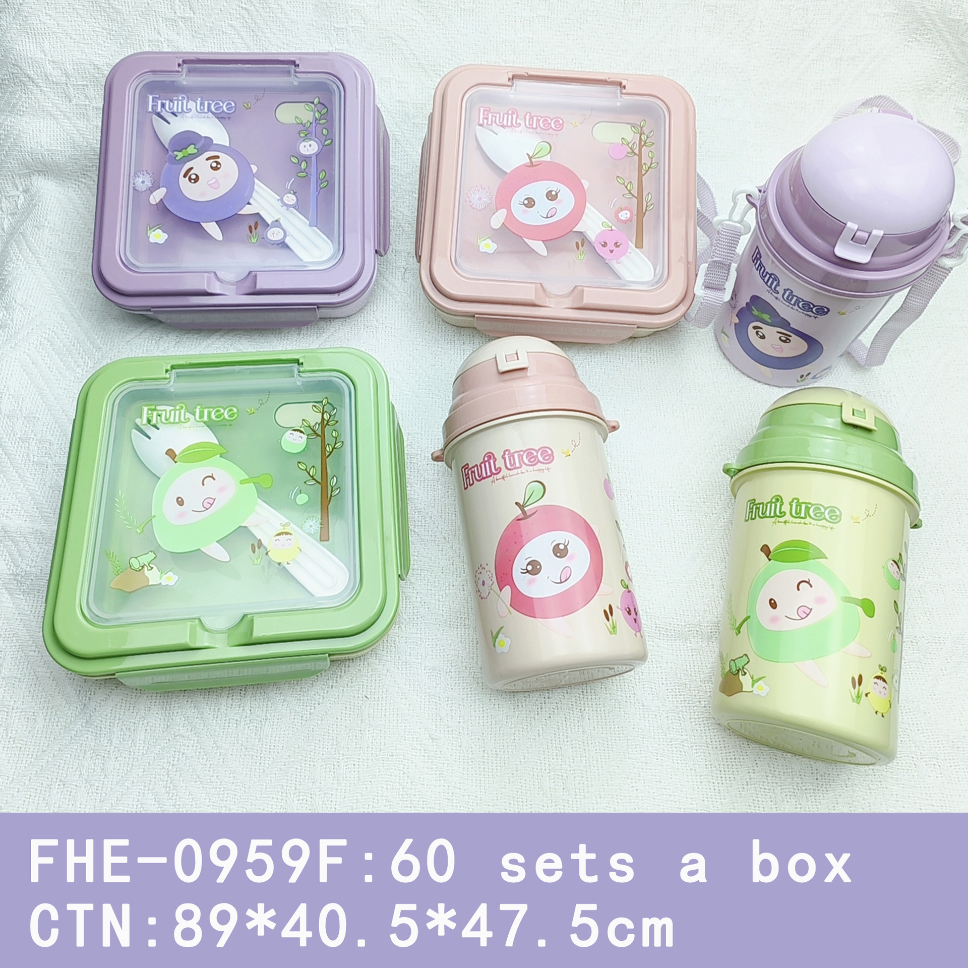 Juego de botella de agua de lonchera con forma de dibujos animados lindo para niños y estudiantes