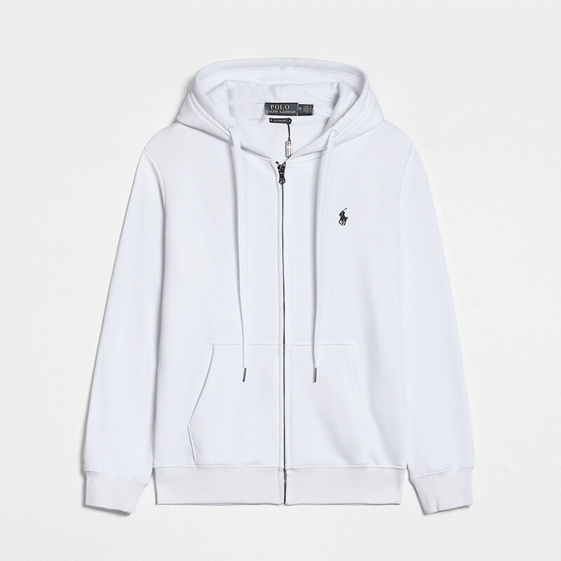 Cross-Border Hot-Selling Rl Trendy Brand Polo Accessible Luxury Men's Casual Zipper Pure Color Small Label Embroidered Cardigan Hooded Sweatshirt