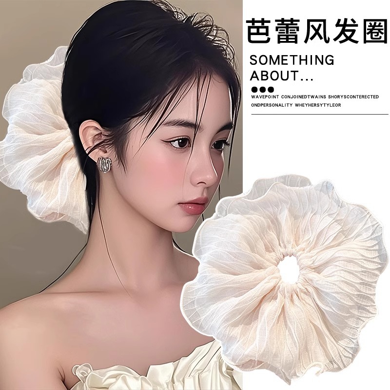 Coreano de alto nivel plegado anillo de cabello de intestino grueso para mujeres 2025 nuevo encantador disco de cabello de princesa cuerda de cabello de bola