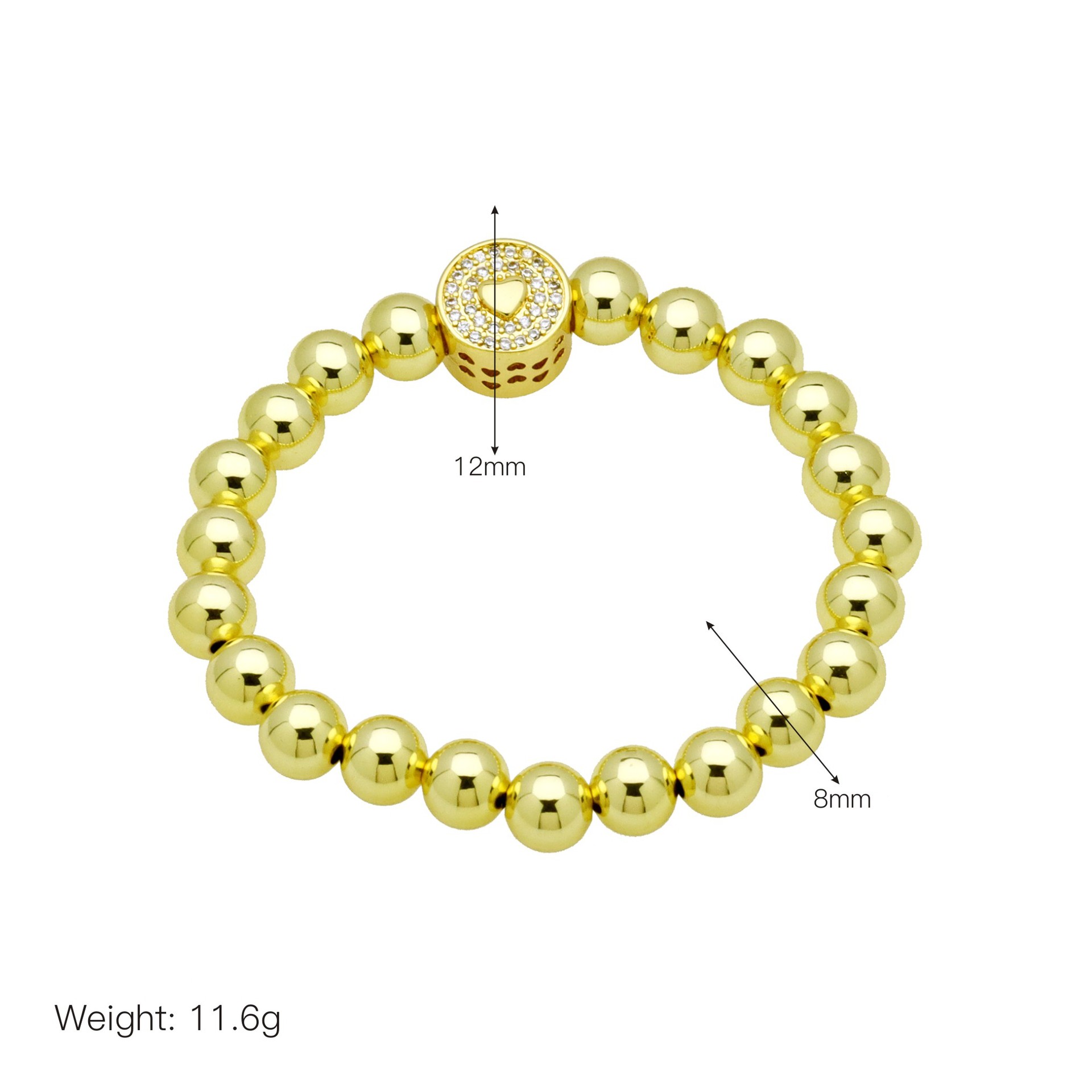 Heart Shape Pattern Copper Beaded Enamel Inlay Heart Shape Zircon Bracelets