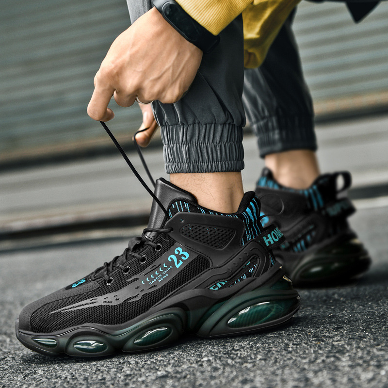 2023 Spring New Men's High Top Sneakers High Quality Popcorn Basketball Shoes Student Large Size Mesh Men's Shoes