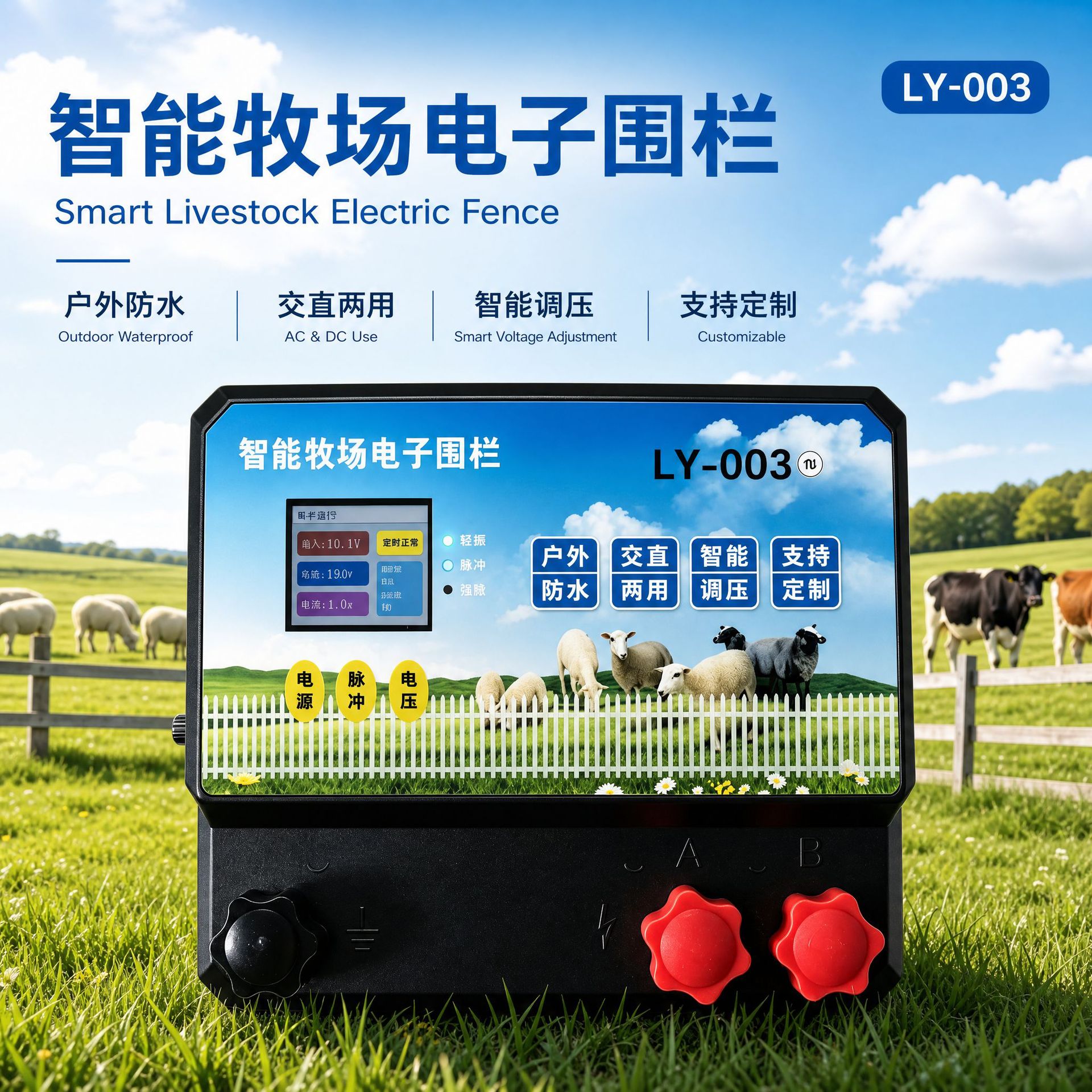 Electronic fence with animals