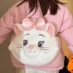 かわいい白い猫の漫画のぬいぐるみのバッグ2025の新型の大容量の学生の授業のリュックサックの漫画のリュックサック