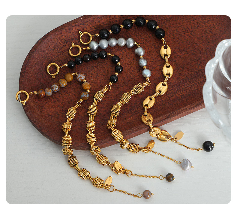 Elegant Mode Geometrisch Süßwasserperle Achat Kupfer Perlen Überzug Armbänder display picture 5
