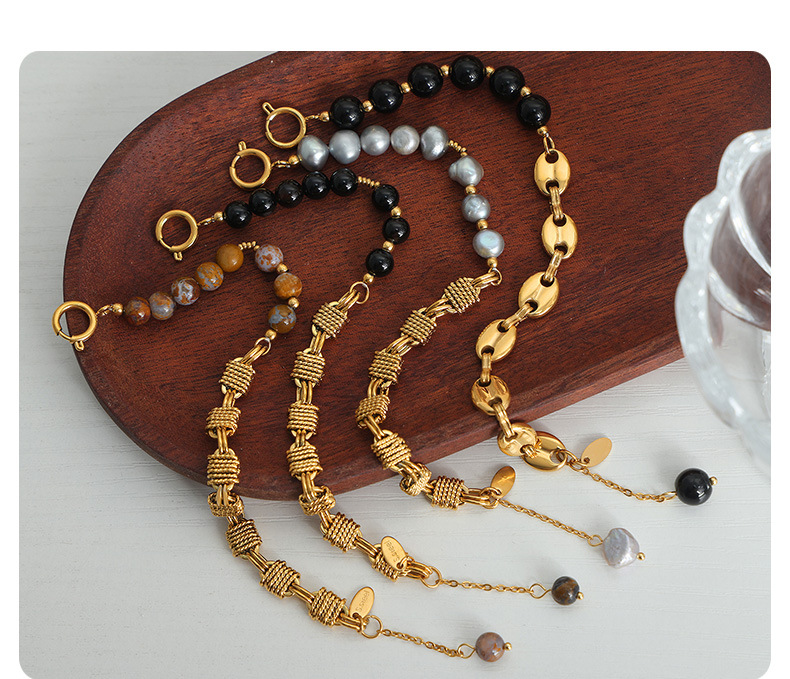 1 Piece Quantity Daily, Street Occasion Elegant Fashion Geometric Freshwater Pearl Agate Copper Beaded Plating Bracelets
