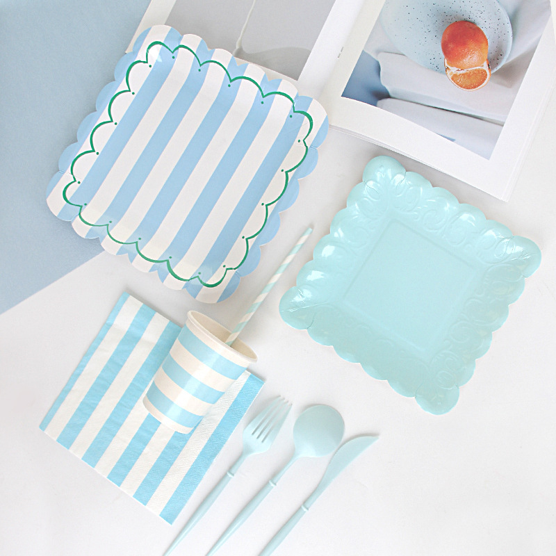 Disposable Plates, Paper Plates, Green Party Fruit Trays, Fruit Dessert Table, Afternoon Tea Paper Cups, Paper Napkins, Tableware, Cake
