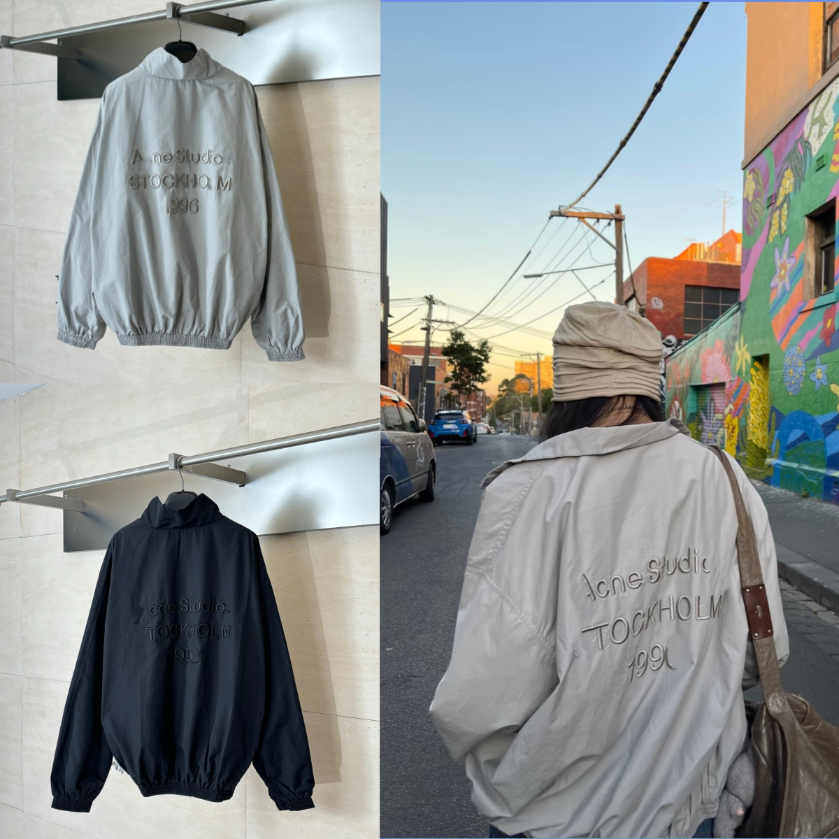 Correct Version 26Ss Spring/Summer New Ac Brand Windbreaker Jacket with Embroidered Letters on the Back, Unisex Street Fashion Loose Jacket