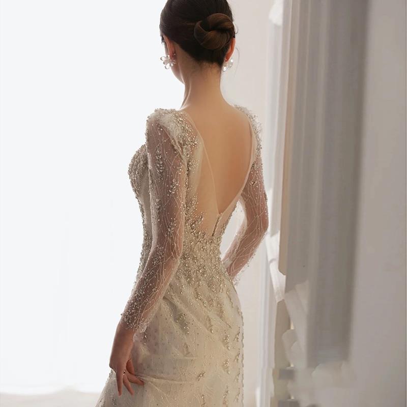 Vestido de noche de verano 2026 nuevo estilo cola de pez para fotografía de viaje, bodas, fiestas de compromiso, y sesiones de estudio de celebridades