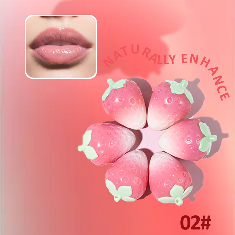 Transfronterizo lindo fresa humectante lipstick lubricante lubricante OEM personalizado forma de fruta lipstick personalizado al por mayor