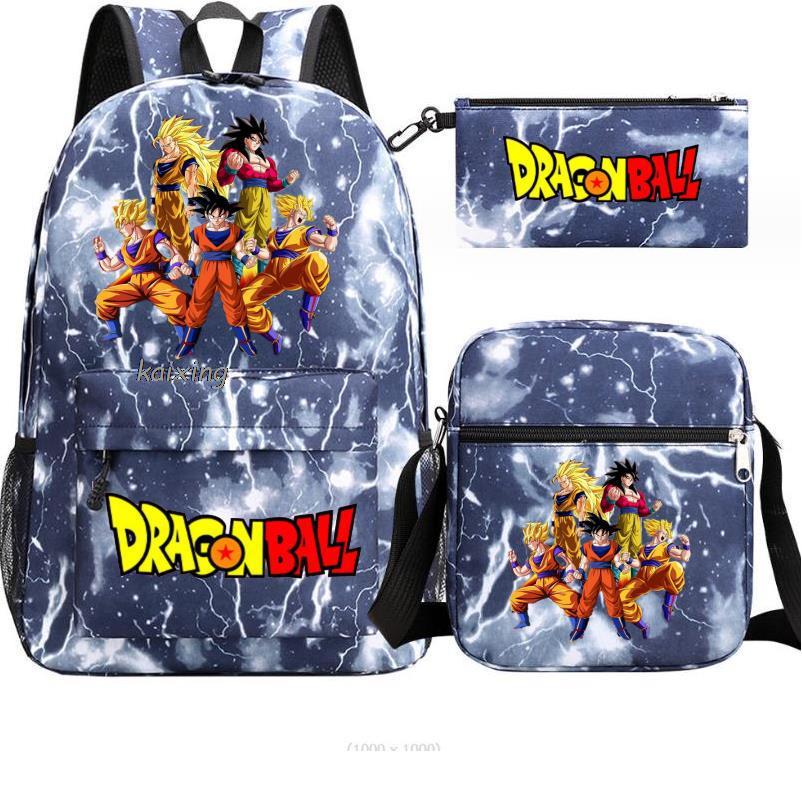 Juventud Dragon Ball mochila estudiante bolsa de hombro bolsa de viaje conjunto de 3 piezas