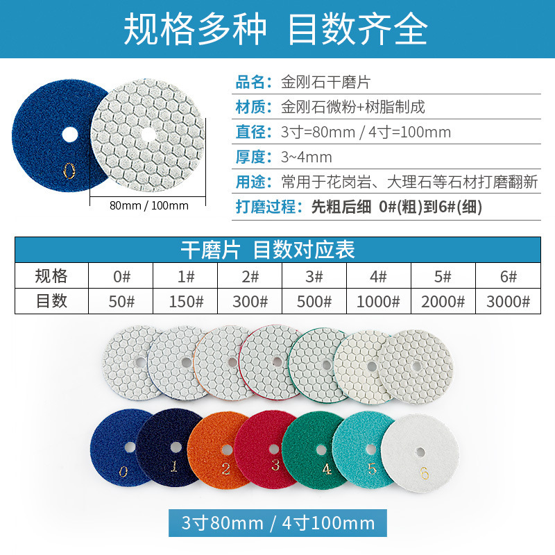 批发金刚石干磨片石材抛光片大理石材花岗岩翻新瓷砖修边角磨机打
