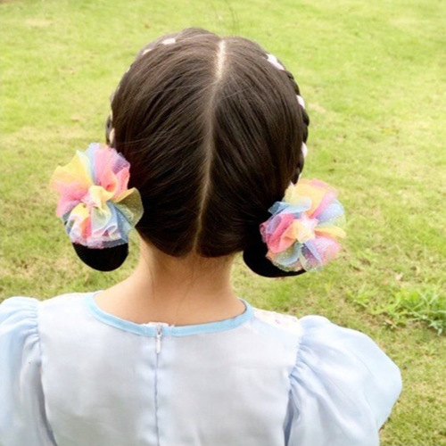 Children's high-looking gradient colorful mesh star ball hair net girls new flower five-pointed star receiving and receiving artifact