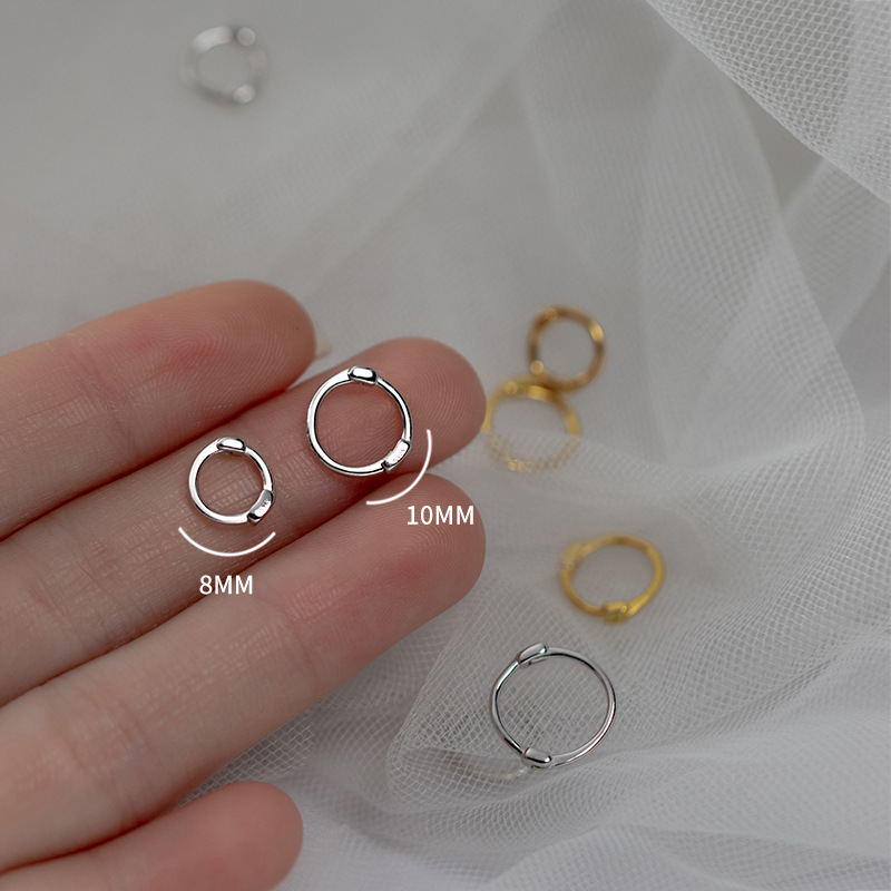 Eloch s925 aretes redondos de plata japoneses y coreanos simple botón de hueso de oreja simple anillo de orejas de pareja amplio aretes G9376