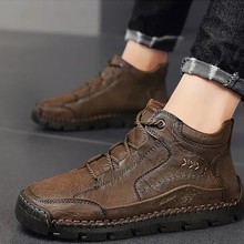 男2025秋冬保暖加绒棉鞋英伦复古潮男休闲短靴大码中帮男鞋单鞋