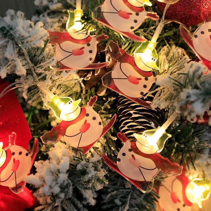 LED cadena de luz de Navidad Papá Noel Snowman Snowflake Alce Lámpara de atmósfera de Navidad Decoración de árbol de Navidad Colgante de lámparas de colores
