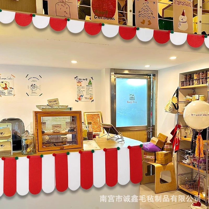 圣诞节屋檐三角旗橱窗咖啡店铺儿童房间帐篷装饰布置餐厅拉旗道具|undefined