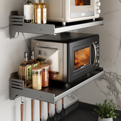 Wall-mounted spice rack without drilling, kitchen wall shelf for spices and condiments, multi-functional wide hanging rack with storage surface