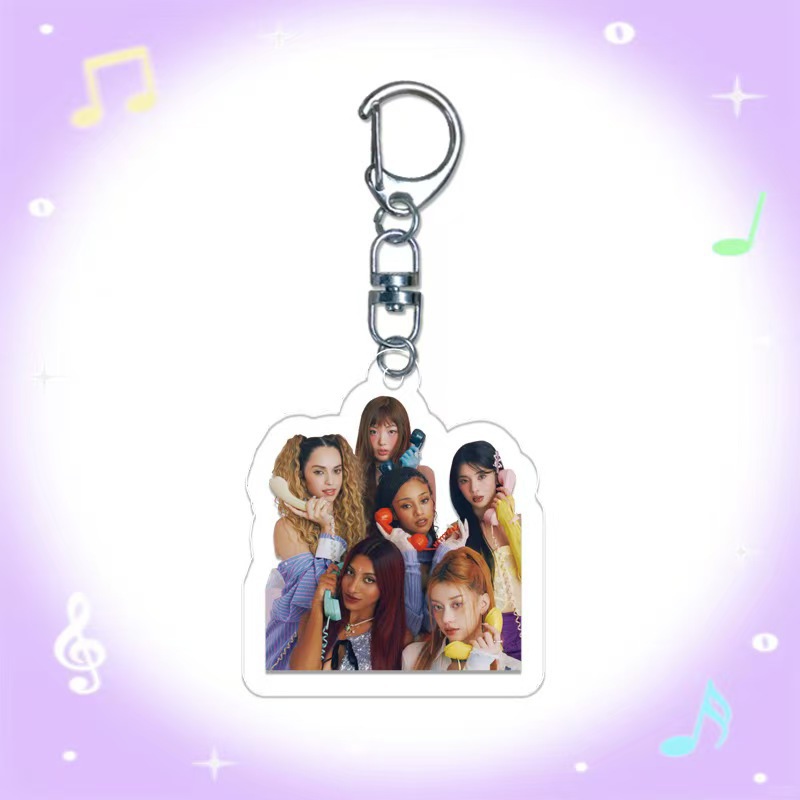 Colgante acrílico colgante llavero KATSEYE joyas DIY bolsos estrella colgante D-clip colgante regalo