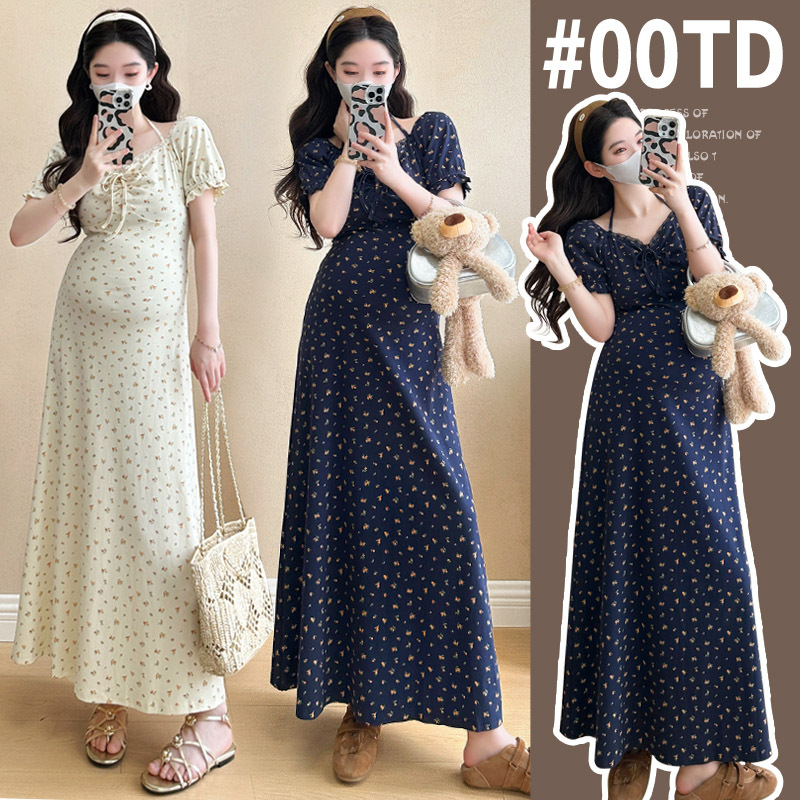 妊婦服のワンピース2025夏の新型ファッション純欲風の中の長さはやせています。