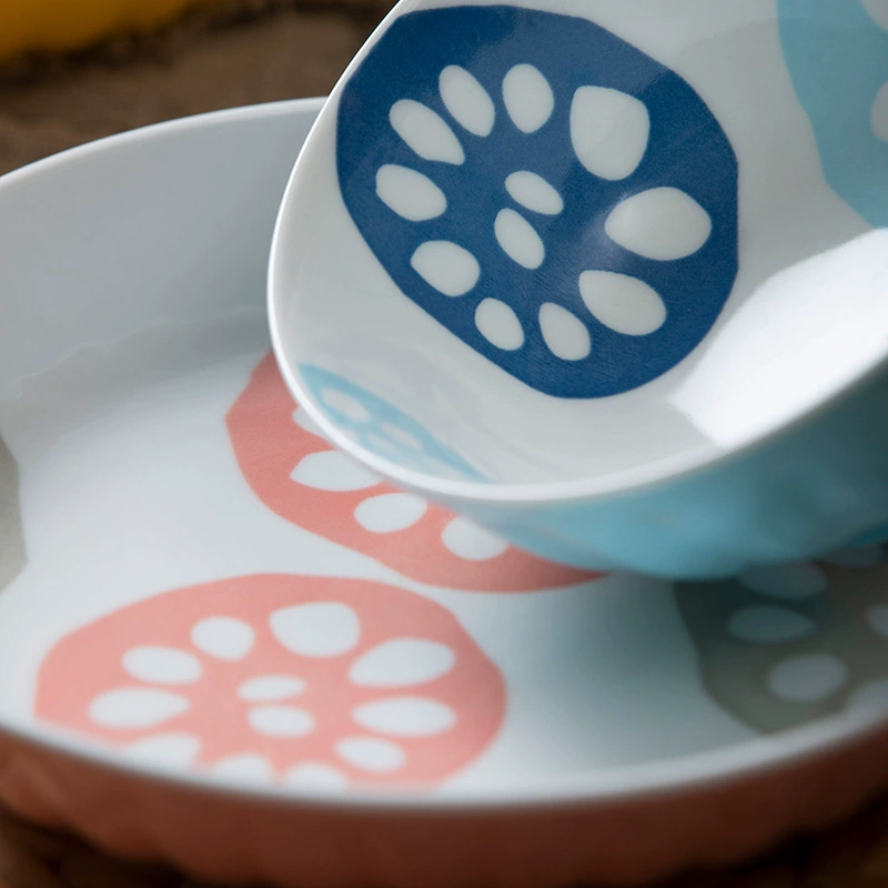 Керамическая посуда из фарфора под глазурью цвета Jingdezhen, набор мисок и тарелок, японская керамическая посуда для риса, миска и одна тарелка