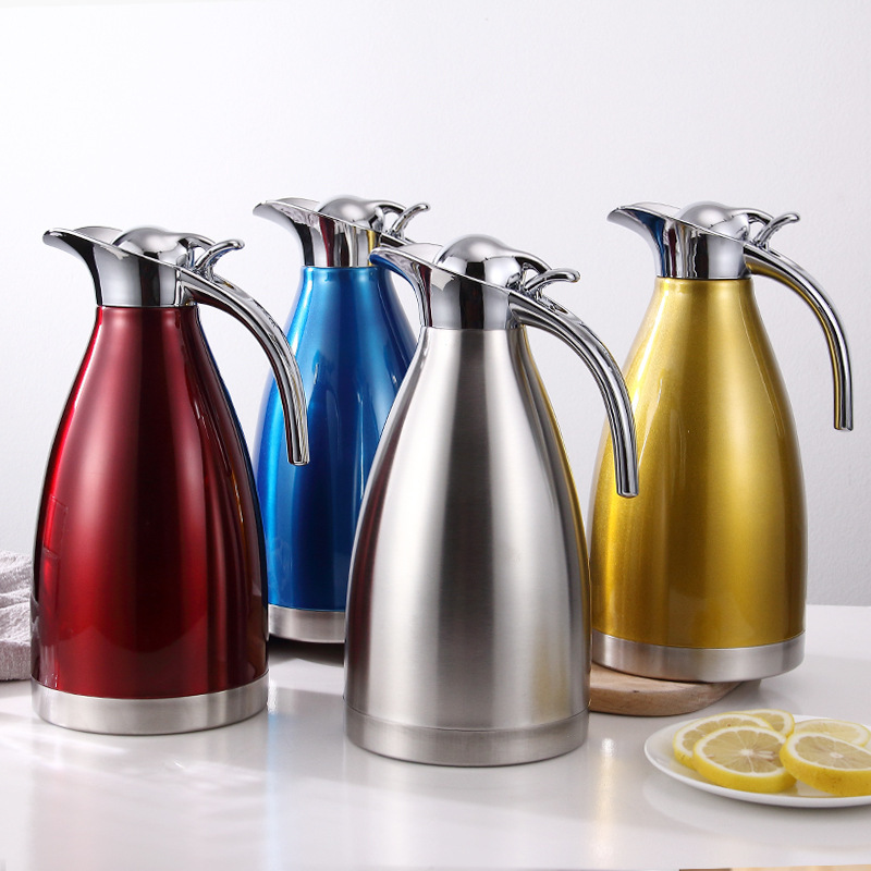 Gift custom 304 stainless steel household large capacity thermos cold water thermos bottle European vacuum coffee pot 2L Gift custom 304 stainless steel household large capacity thermos cold water thermos bottle European vacuum coffee pot 2L