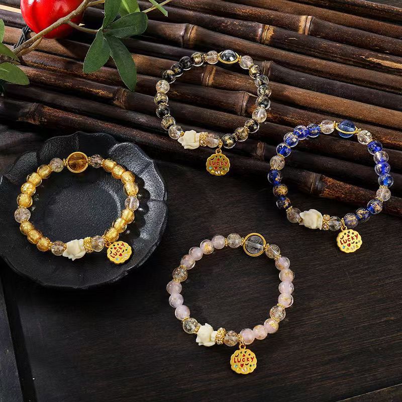 Bracelet for Good Luck and Fortune, Light Luxury Sweet Bracelet, Glass Bead Bracelet for Men and Women, Attracts Wealth and Brings Blessings