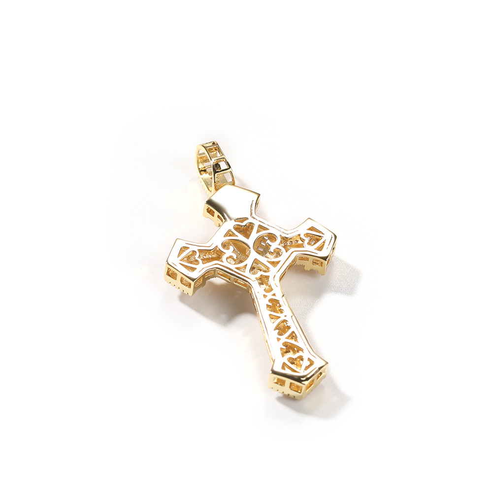 Collier tendance pour homme avec pendentif en croix en cuivre incrusté de zircons, bijou simple et personnalisé_voghion.com