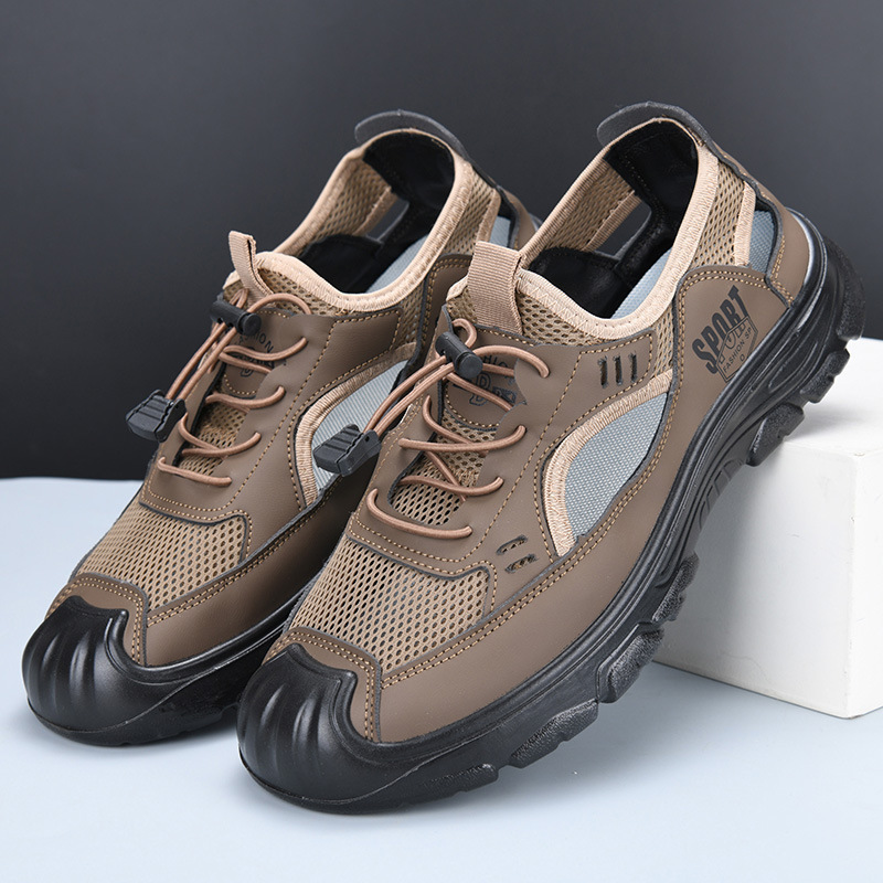 2025 verano nuevo estilo sandalias hombres huecos transpirables malla agujeros zapatos casuales de conducción de suela suave zapatos de conducción para hombres zapatos de playa