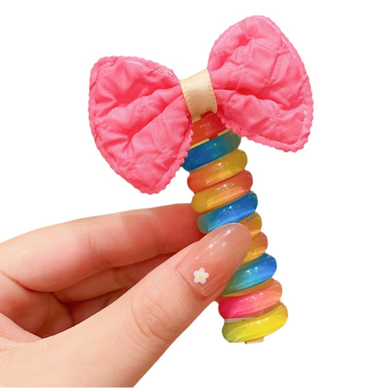 La cuerda del teléfono del rollo de los niños Anillo del pelo cuerda de la cabeza de la cola de caballo de las muchachas alta elasticidad durable no daña el pelo nuevos accesorios del pelo de la cuerda del pelo