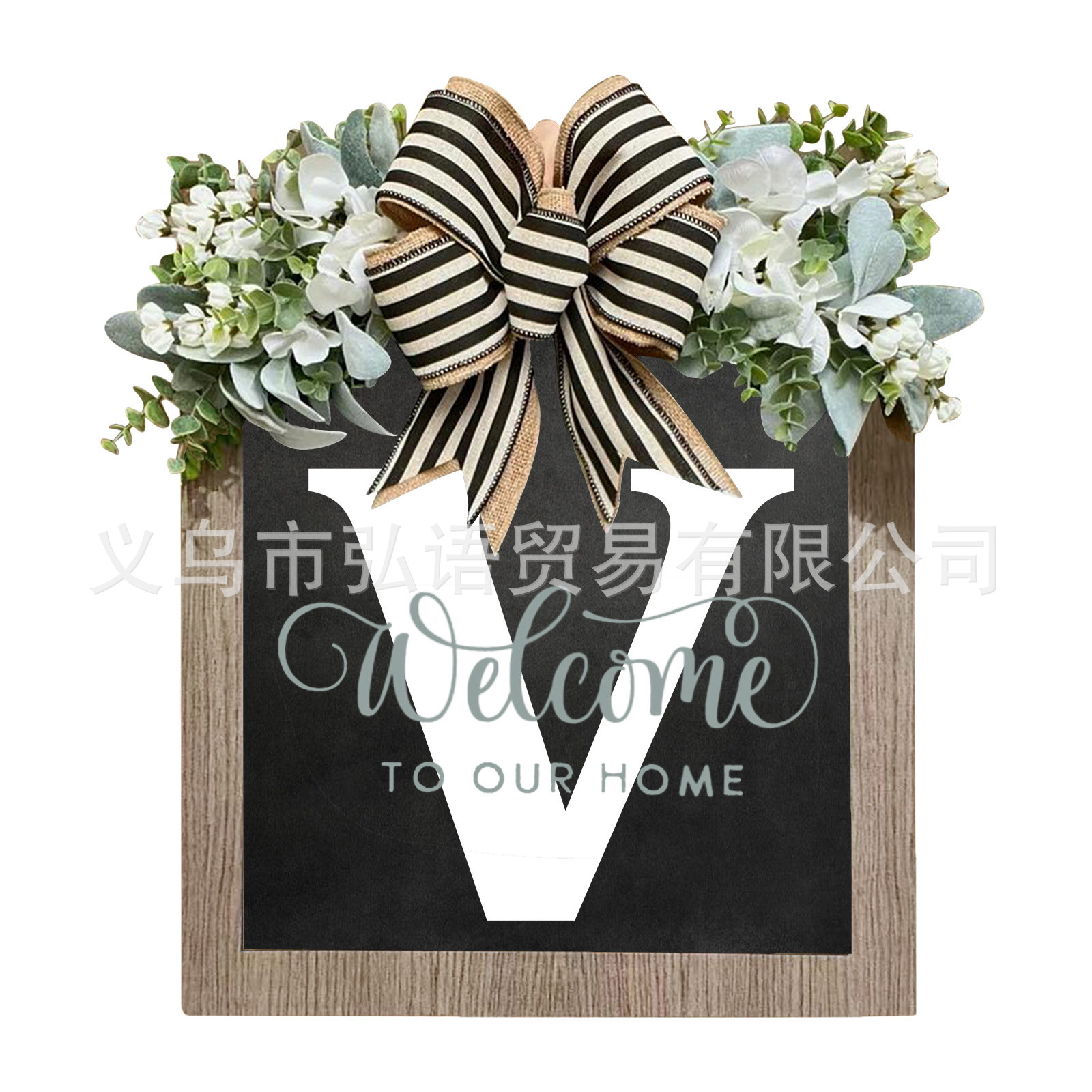 Transfronterizo Apellido Año Ronda Puerta de entrada Wreath26 letras mariposa Placa de puerta Decoración