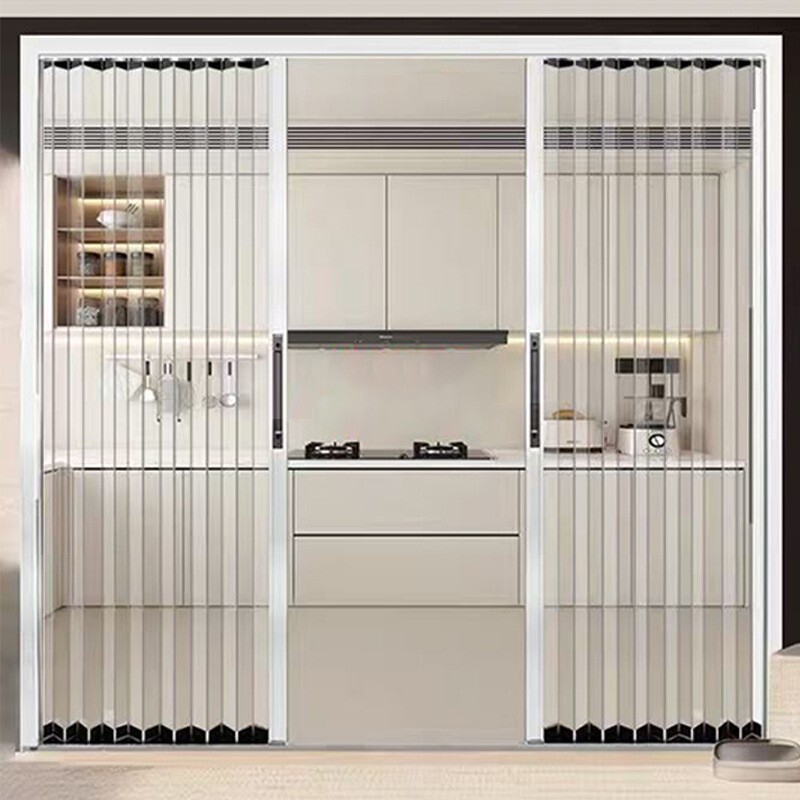 Transparent Acrylic Crystal Plate Folding Door Sliding Invisible Sliding Door Telescopic Balcony Living Room Bathroom Air Conditioning Partition