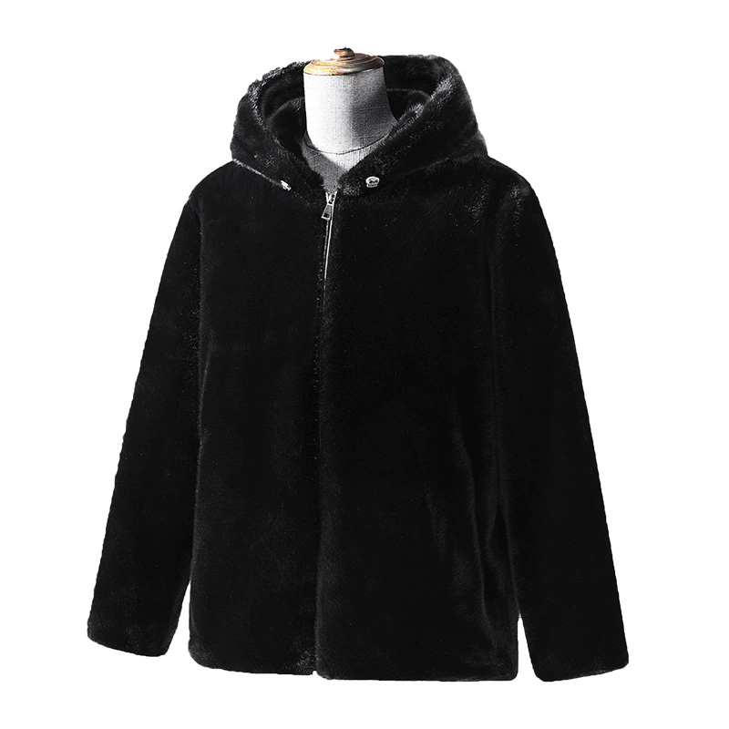 Winter velvet hoody, artificial fur, plus size