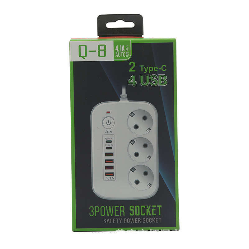 4USB + 2C puerto multifuncional enchufe de cargador enchufe de línea de agujero europeo estándar europeo oficina en el hogar ruso europeo