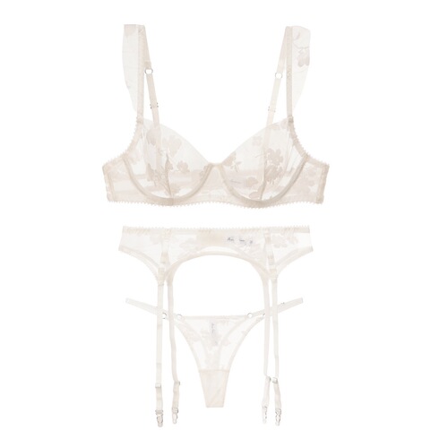 Cross-border sexy garter belt French ultra-thin embroidered lace garter bra matching stocking garter belt