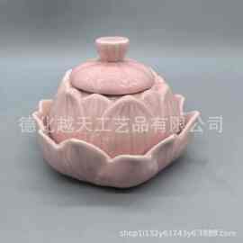 莲花首饰缸陶瓷花首饰盒陶瓷工艺品小清新风格莲花首饰盒