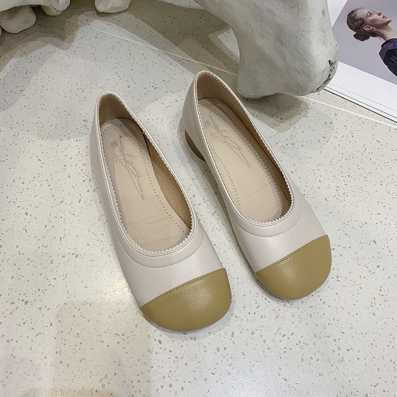 new round head color matching thick heel shoes NSHU62822