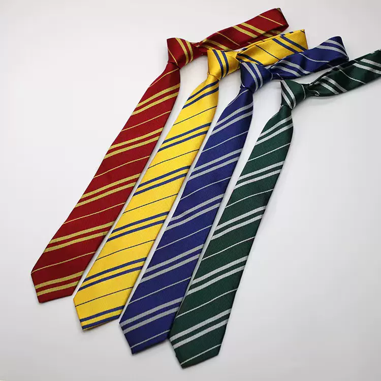 哈利波特领带格兰芬多斯莱特林拉文克劳赫奇帕奇学院条纹领带批发