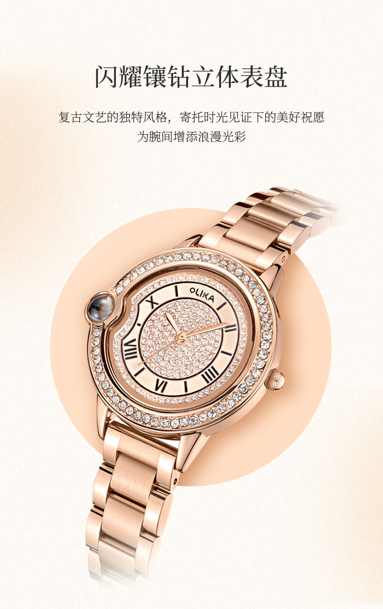 手表女 女士石英表 镶钻女表 防水手表 不锈钢女表 蓝气球手表