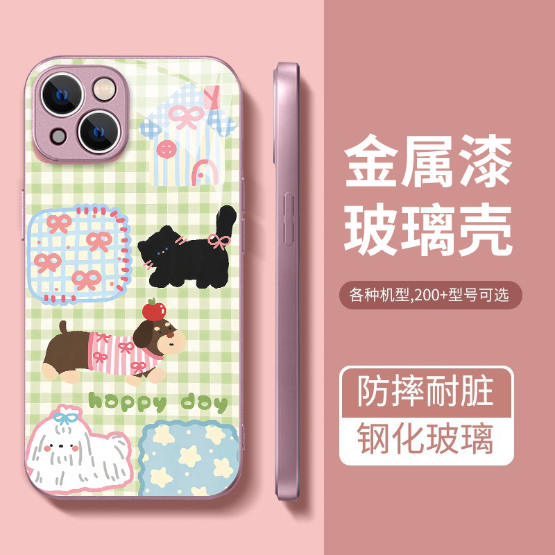 Niche Designer Cartoon Dachshund Iphone16 Mobile Phone Case Apple 17 Fine Hole Glass Hard Factory Wholesale